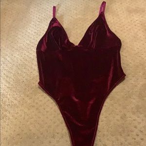 Burgundy Velvet Bodysuit